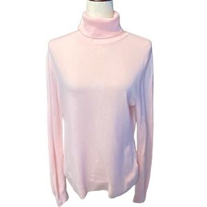 State Fusion cashmere and merino wool turtleneck sweater pink XL